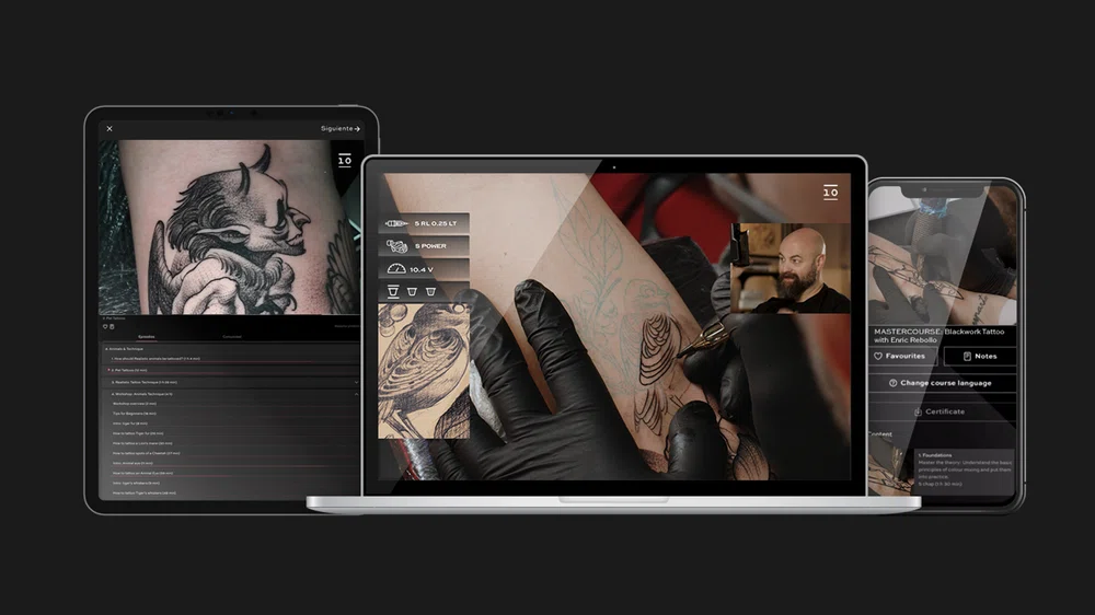 Formação para aprender Blackwork de Enric Rebollo em multi-dispositivo, celular, tablet, desktop em 10 Masters